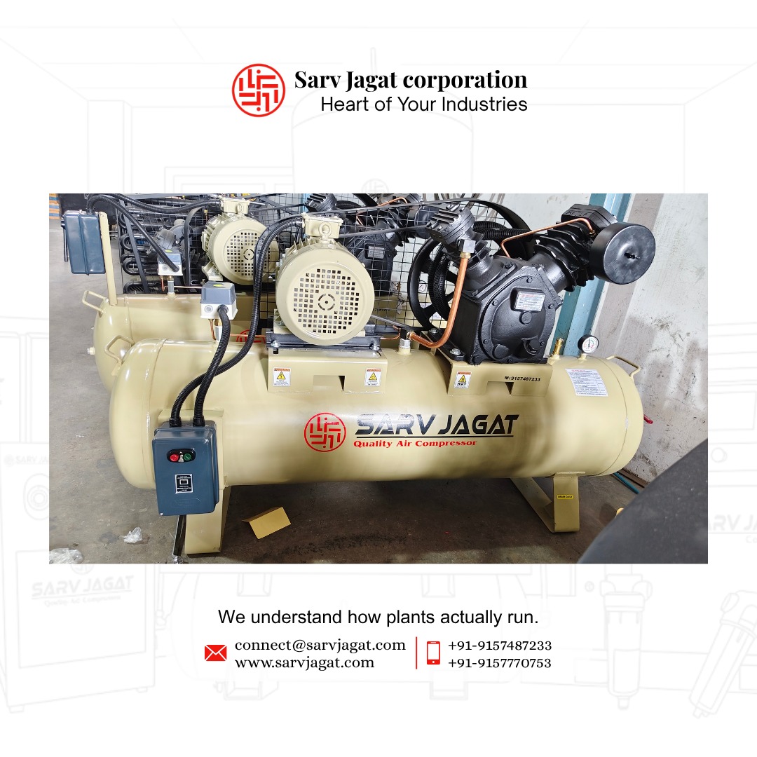 7.5 HP Reciprocating Piston Air Compressor | 12.3 Bar | 300L Tank | CNC, Laser & Plasma