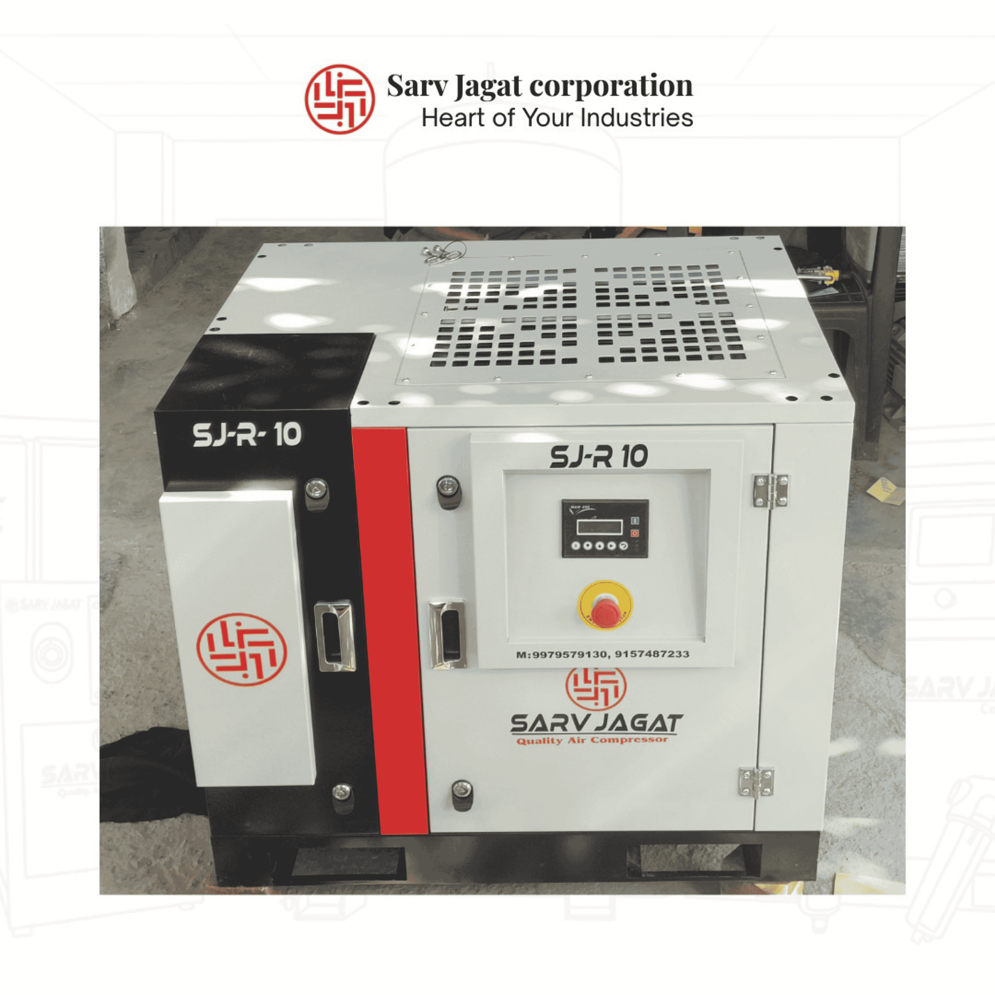 10 HP Screw Air Compressor | 35–45 CFM | Powder Coating & Tank Manufacturing