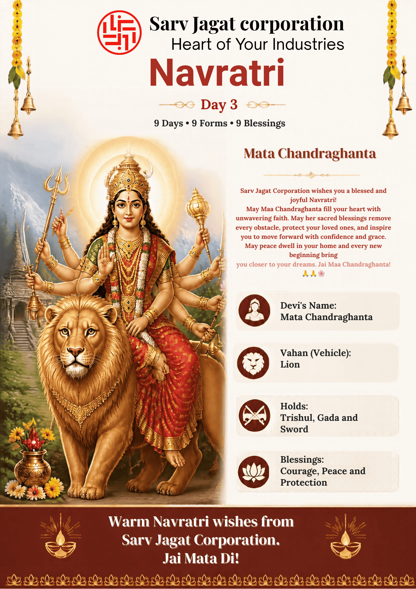 Navratri Day 3: Maa Chandraghanta | Courage & Divine Blessings