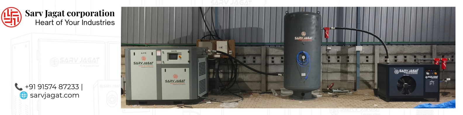 Complete 75 HP VFD Screw Air Compressor Installation with 400 CFM Air Dryer | Bengaluru