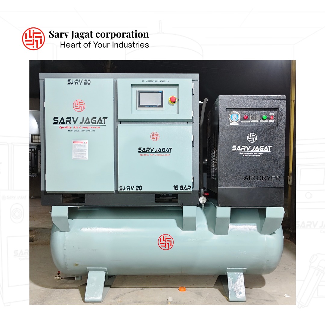 20 HP Tank Mounted Air Compressor | 16 Bar | Complete Air Treatment System