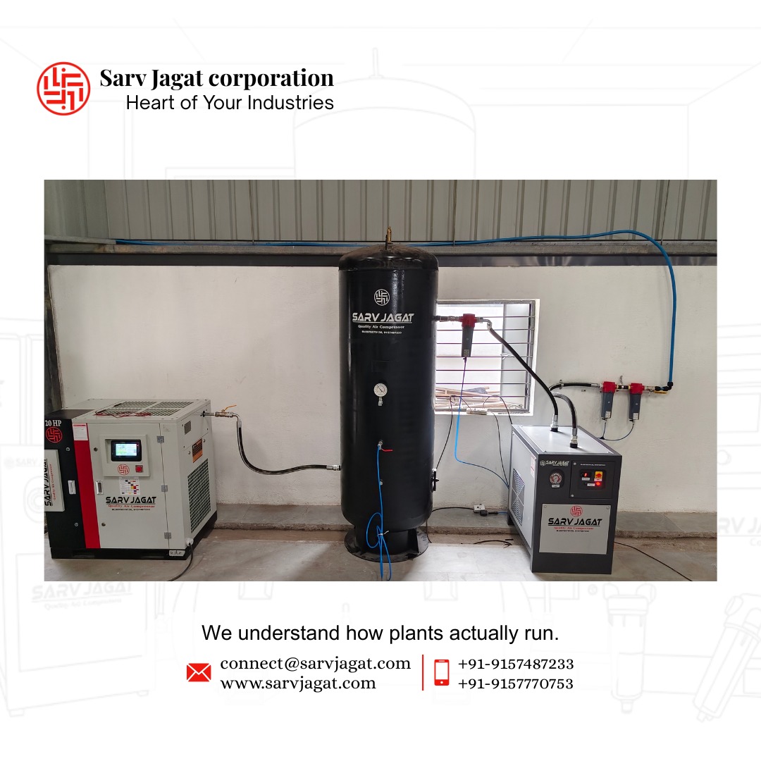 20 HP VFD Screw Air Compressor | 110 CFM | 8 Bar | Textile Industry | Surat