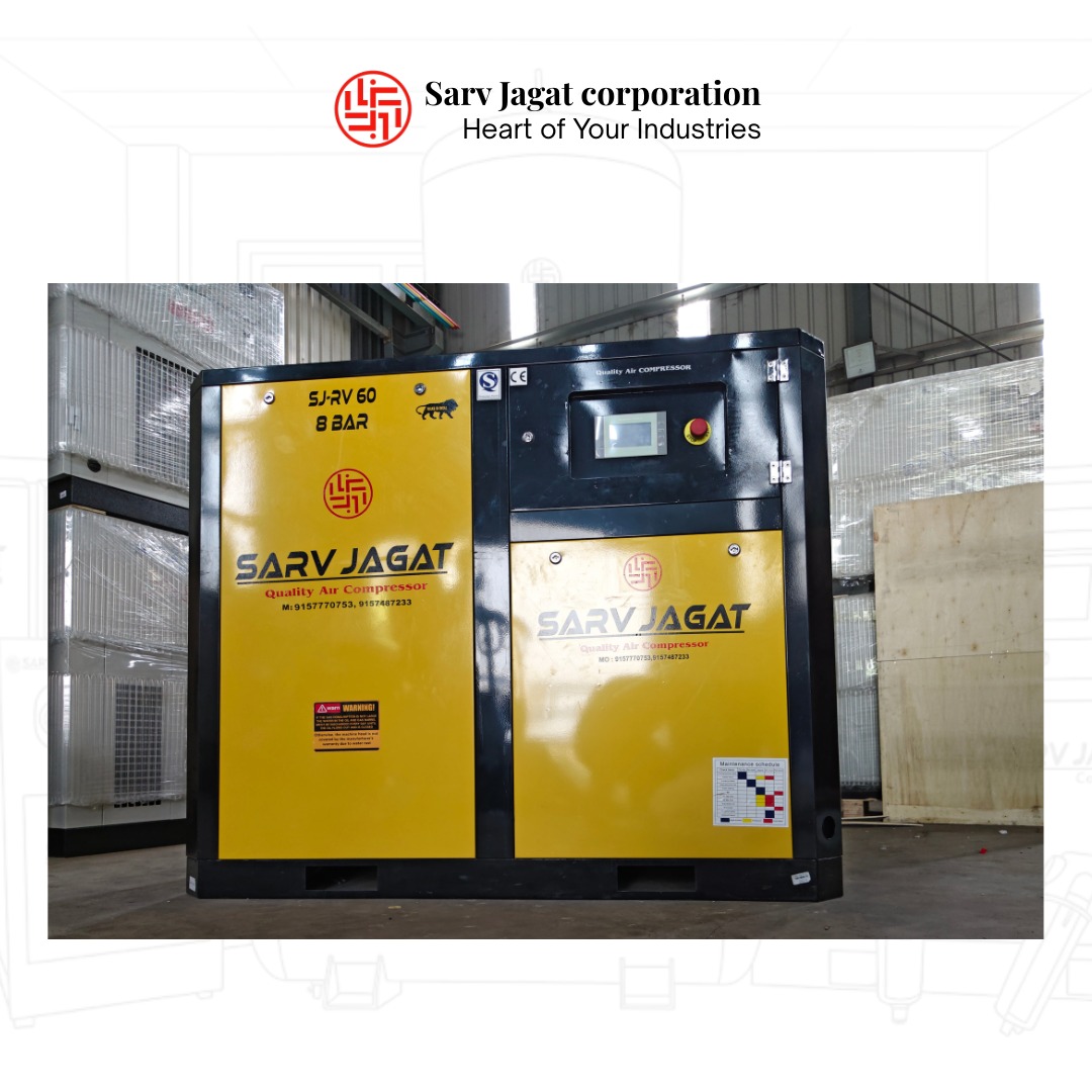 60 HP Screw Air Compressor | 280 CFM | 8 Bar for Castor Oil Industry