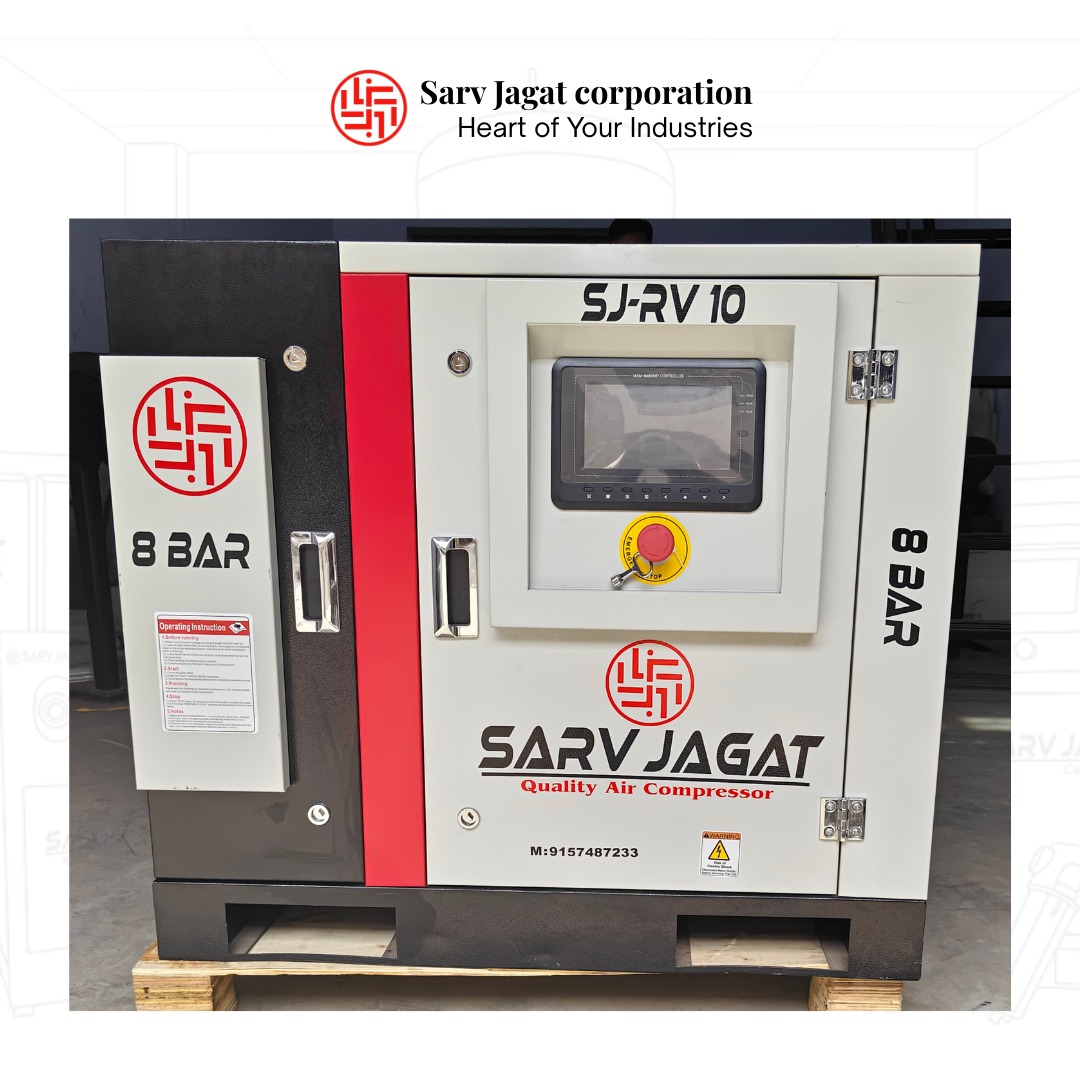 10 HP VFD Screw Air Compressor | 8 Bar | MAM 6080MD | Baosi Airend | Surat