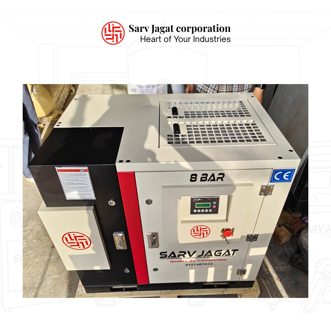 7.5 HP Fixed Speed Screw Air Compressor | 8 Bar | Baosi Airend | Sugar Mill Industry
