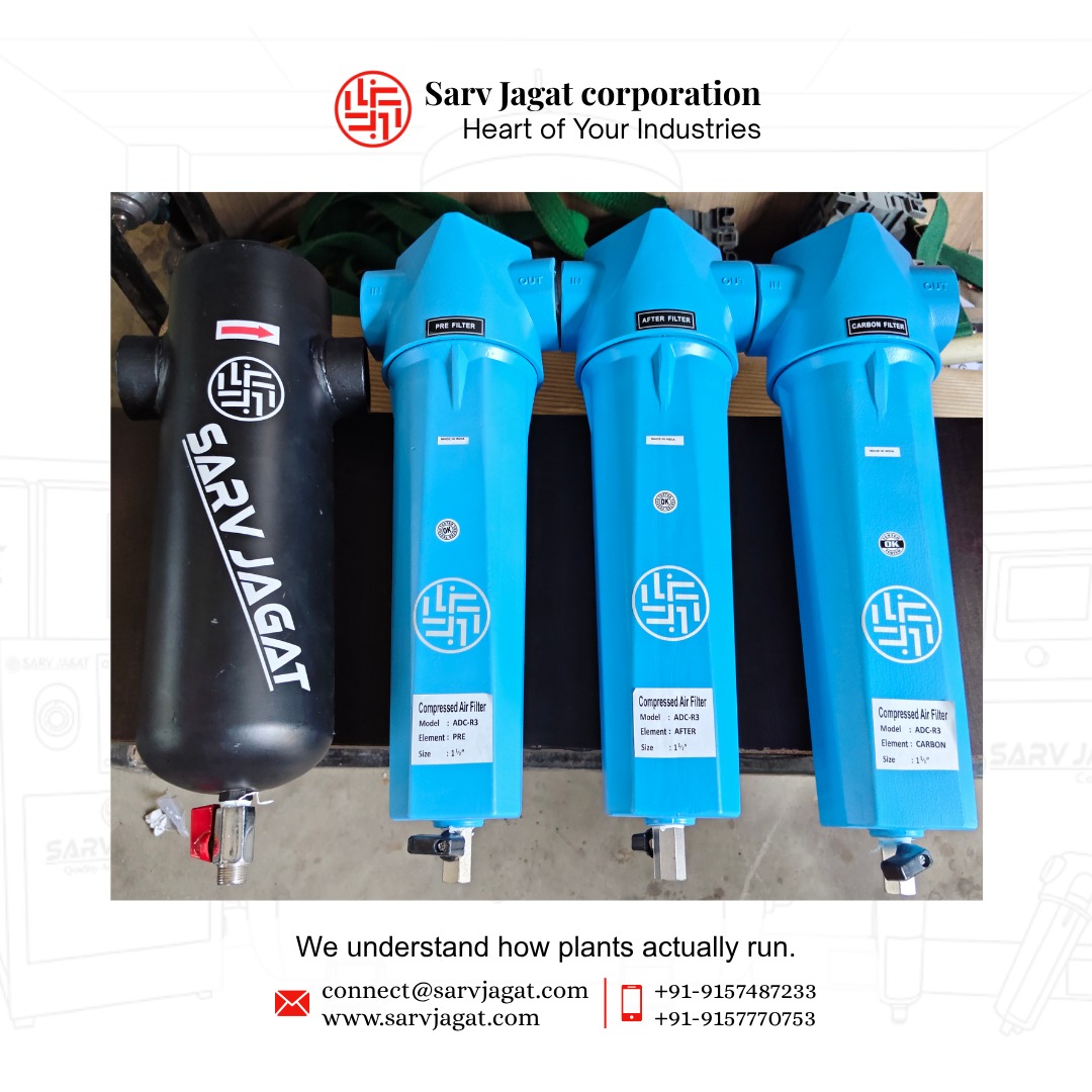 300 CFM Compressed Air Filtration System | Pre, After & Carbon Filters | Sarv Jagat