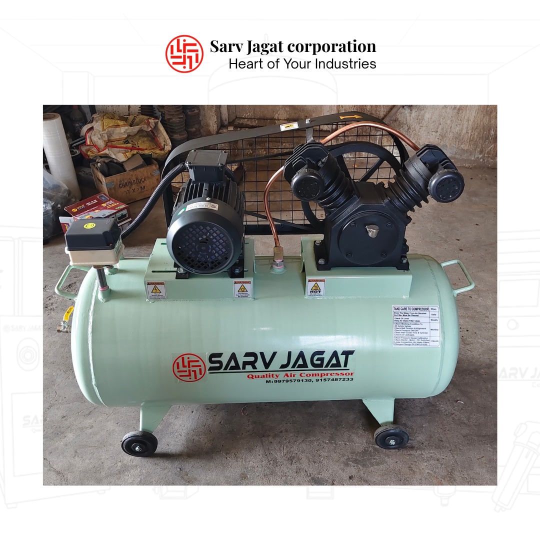 2 HP Single-Stage 3-Phase Piston Air Compressor | 9 Bar | 150L Tank | RMC & Food Industry