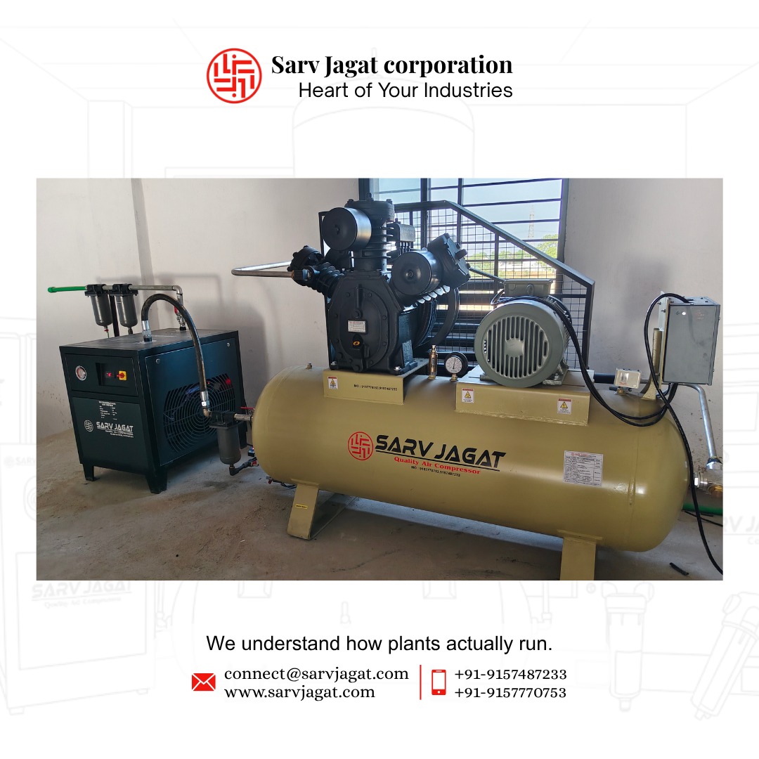 20 HP Reciprocating Piston Air Compressor | 25 Bar | 50 CFM | 500L Tank | SJ PM15T2